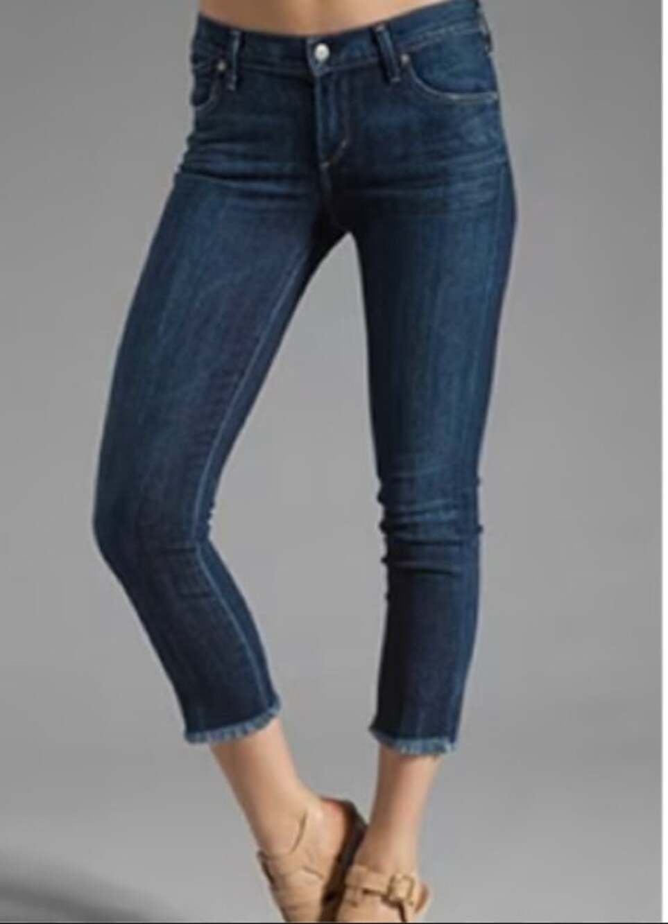 Citizens of Humanity COH Avedon Skinny Cut Off Cropped Taboo Blue Raw Hem 25